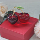Estatuilla de Cereza de Cristal Decorativa para Hogar y Oficina